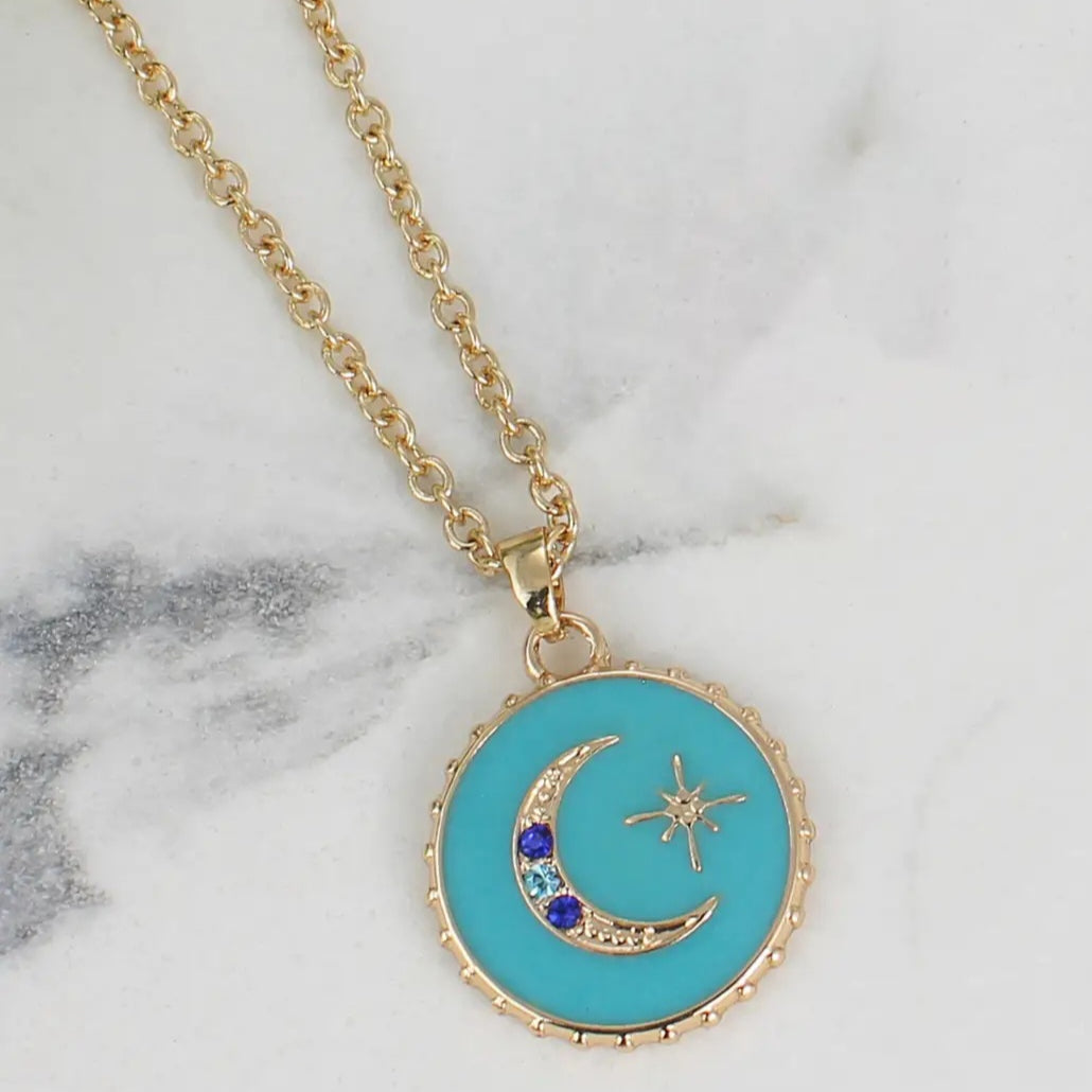 Round Moon Charm Necklace image 3