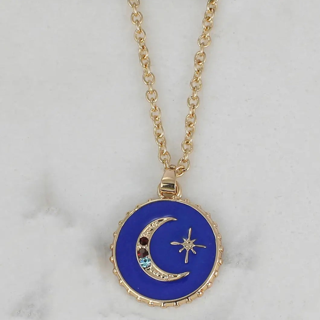 Round Moon Charm Necklace image 2
