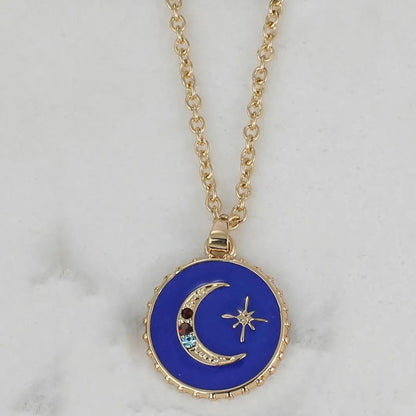 Round Moon Charm Necklace image 2