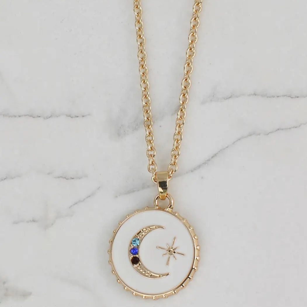 Round Moon Charm Necklace image 0