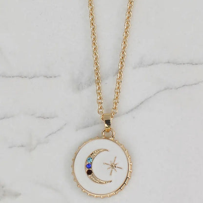 Round Moon Charm Necklace image 0