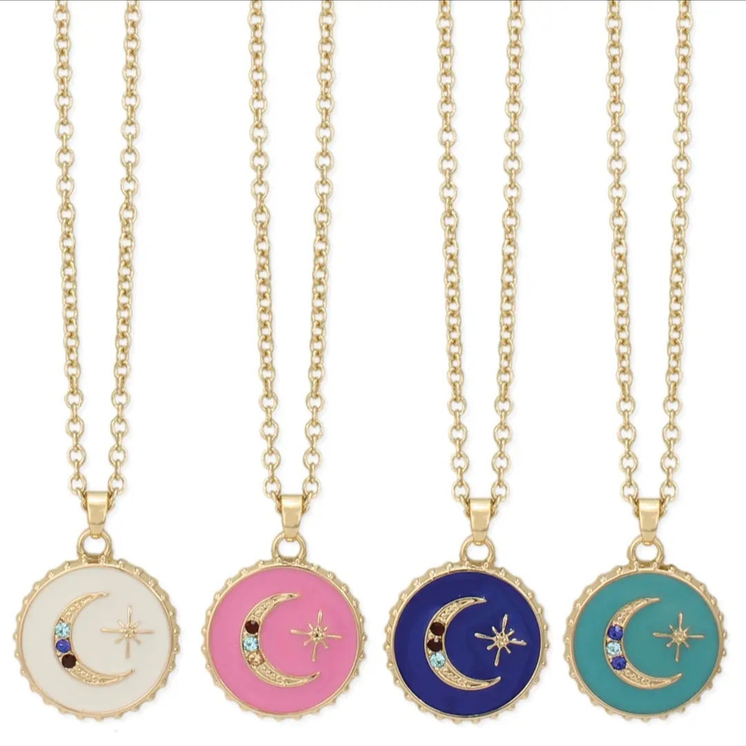 Round Moon Charm Necklace image 4