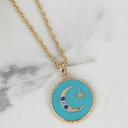 Round Moon Charm Necklace image 3